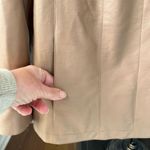 Dennis Basso Dennis by Faux Vegan Leather Blazer Jacket Lined Caramel Tan M Photo 4