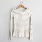 Free People NEW Snow Bunny Girlfriend Off the Shoulders Ribbed Top Size L Photo 3