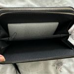 NWT Vegan Black quilted gold logo two zipper wristlet wallet, size 7”x4”, fall Photo 14