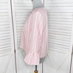 Nine West Striped Open Front Crop Blazer Jacket 3/4 Flared Sleeve Red White 8 Photo 1