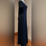 Chrusty Lyn Long Maxi Dress W Black Sequence Glitter Asymmetrical Stripes SZ 14 Photo 4