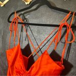 Jason Wu Orange/Red Satin Feel Midi Dress Size Large Photo 7