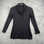 White House | Black Market Top Womens XS Black Metallic Rib Knit Shawl Neck Party Photo 1