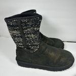 UGG  Australia Classic Short Sparkles Black Gold Sequin Knit Boots - Size 10 Photo 1