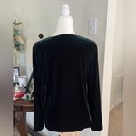 Kasper & Company ASL Dark Green Velvet Long Sleeve Top Size Large Stretch Black Photo 2