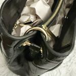 Tory Burch | Black Quilted Marion Patent Leather Satchel Double Handle Purse Bag Photo 9