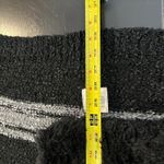 Venus Open Front Cardigan Sweater S Black Gray Stripe Fuzzy Trim Knit Photo 11