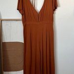 MINKPINK Allison + UO Orange Allison Wide Leg Ribbed Deep Plunge Backless Jumpsuit Photo 1