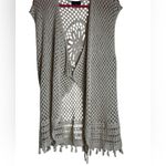 Artesia Crochet Knit Open Cardigan Fringe Vest Long Boho Festival Size Small Photo 5