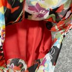 Hine Red Floral Layered Ruffles Y2K Fairy Tunic Length Top Photo 3