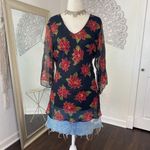 Witchy Whimsygoth Black Red Beaded Sheer Mesh 3/4 Sleeve Blouse XL Petite Size undefined Photo 4