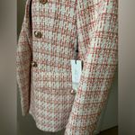 Rachel Zoe  Women's Sz M Double Breasted Tweed Plaid Blazer Jacket Buttons NEW Photo 3