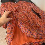 Rebecca Minkoff Caden ruched tiered dress, burnt orange floral print, lined, XS Photo 11
