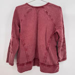 Coldwater Creek  Rose Sweatshirt Patchwork Flower Sleeves 100% Cotton Pockets Med Photo 1