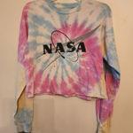 Nasa long sleeve tye dye cropped top shirt size small Pink Photo 0