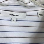 Vince  White Bar Stripe Swing Front Pullover Long Sleeve Shirt Top Size L Photo 3