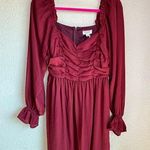 Andree by Unit NWT Burgundy Maroon Ruched Balloon Long Sleeved Milkmaid Dress M Photo 0