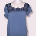 Alya  Blue Rayon Square Neck with‎ Emboidered neck line Top Size Small NWT Photo 0
