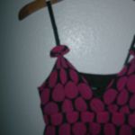 EXPRESS  XS Summer Silk Poppy Lined Sleeveless Mini Dress Fuschia Dots on Black Photo 3