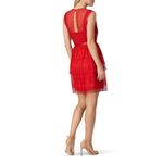 Three Floor  Sheer Lace Tiered Mini Dress Small Red Fairy Romantic Coquette Event Photo 1