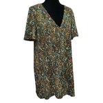 ZARA  Ditsy Floral Textured Knit Mini Dress V Neck Boho Retro Size Small Photo 2