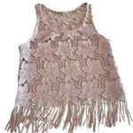 Charlotte Russe Vintage  dusty Rose Fringe Tank Vest Medium Photo 0