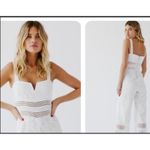 Saylor x Free People Gabri White Lace Jumpsuit Cropped Wide Leg Zipper Front S Photo 1