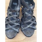 Eileen Fisher Women’s 6.5 Wedges Black Suede Open Toe Strappy Heels Career Photo 2