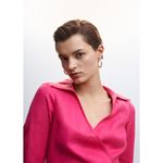 Mango MNG  Linen Wrap Dress Hot Pink Long Sleeve Casual Party Dress Size‎ S Photo 11
