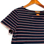 Joe Fresh Medium Striped Short Sleeve Jersey Navy Blue Mini Dress Pockets Casual Photo 1
