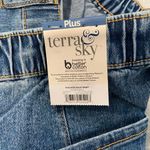 Terra & Sky NWT  Size 4X Elastic Back Zip Up Split Hem Med Wash Denim Jean Shorts Photo 8