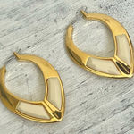 Trina Turk gold tone and white hoop earrings Photo 0