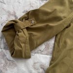 ZARA Woman Khaki Olive Green drop waist high neck roll tab sleeves mini Dress XS Photo 13