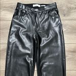 Abercrombie & Fitch  90’s Straight Ultra High Rise Black Leather Pants 26 Short Photo 3