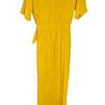 Trina Turk  Kai Yellow Crepe Jumpsuit Three Quarter Sleeve Wide Leg size 6 Photo 3