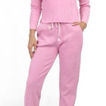 Evereve Sunnyside by Sundry Fuchsia Waffle Knit Long Sleeve Top and Joggers Set Photo 0