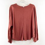 Anthropologie  Dolan V Neck Long Sleeve Blouse Top Terracotta Rust Red Large Photo 4