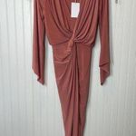 MISA Los Angeles NWT Teget Knot Front Midi Dress Pink Twisted Cocktail Size XS Photo 0