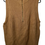 Talbots NEW  Cream Knit Ribbed Zip Mock Neck Sweater Vest Photo 0
