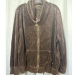 Michael Kors Hoodie Womens 3X Brown Velour Full Zip Gold MK Logo Sweatshirt Size undefined Photo 0