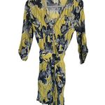 Anthropologie Elevenses Somerset Romper Yelow Gray Floral Size Small Summer Photo 1