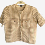 Ann Taylor  short sleeve sweater jacket gold cream shimmer tweedy XXSP Photo 0