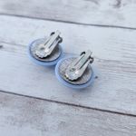 Vintage Clip On Earrings Light Blue Faceted 7/8" Retro Photo 4