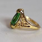 Source Unknown Divine Clover Green Marquise Cut Glass Stone Gold Tone Metal Size 9 Y2K Ring Photo 3