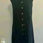 For Cynthia Womens Sz XS Black Linen Dress Button Front Pockets Asymmetrical Hem Photo 0