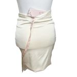 Oh Polly NWT Mini Skirt Women’s 4 Ivory Satin Ruched Bodycon Tassel Belt Party Photo 3