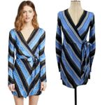 Diane Von Furstenberg Diane‎ von Furstenberg Wrap Dress Long Sleeve Woven Sussex Stripe Hydrangea 00 Photo 1
