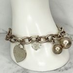 Chico's Silver Tone Beaded Heart Charm Toggle Bracelet Photo 0