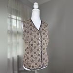 Worthington Vintage Y2K Cream & Black V-Neck Button Front Vest Photo 4