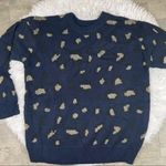 Kendall + Kylie navy animal print, metallic shimmer pullover sweater. Sz medium Photo 1
